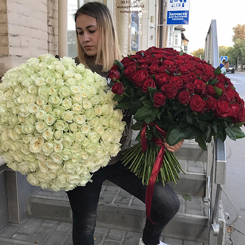 101 белая роза фото букета