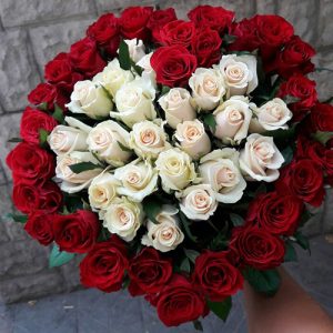 51 троянда серце букет на весілля фото