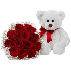 Фото товара Букет "Парижанка" и белый мишка в Букет "Парижанка" и белый мишка
