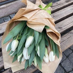 15 белых тюльпанов