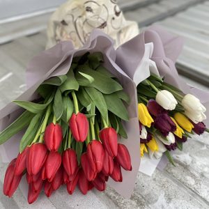 15 червоних тюльпанів