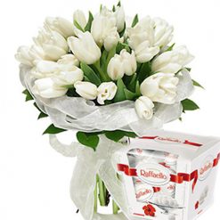 Товар «25 тюльпанів і "Raffaello"» у 25 тюльпанів і "Raffaello" | від «Букетик 24» Фото товару 25 тюльпанів і "Raffaello" у 25 тюльпанів і "Raffaello"