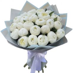 Фото товара 25 белых пионов в 25 белых пионов