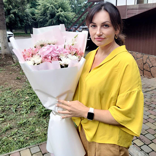 букет на день рождения с гортензией фото